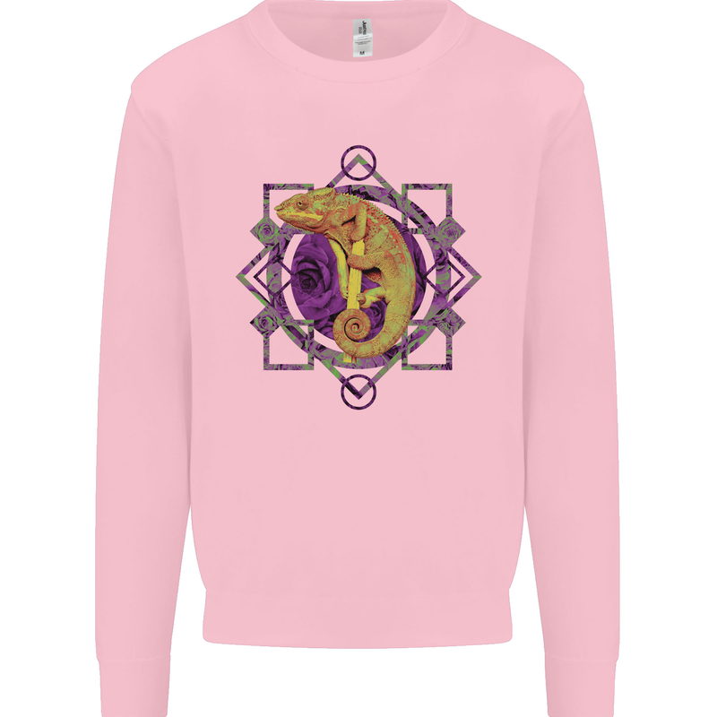 A Geometric Chameleon Mens Sweatshirt Jumper Light Pink