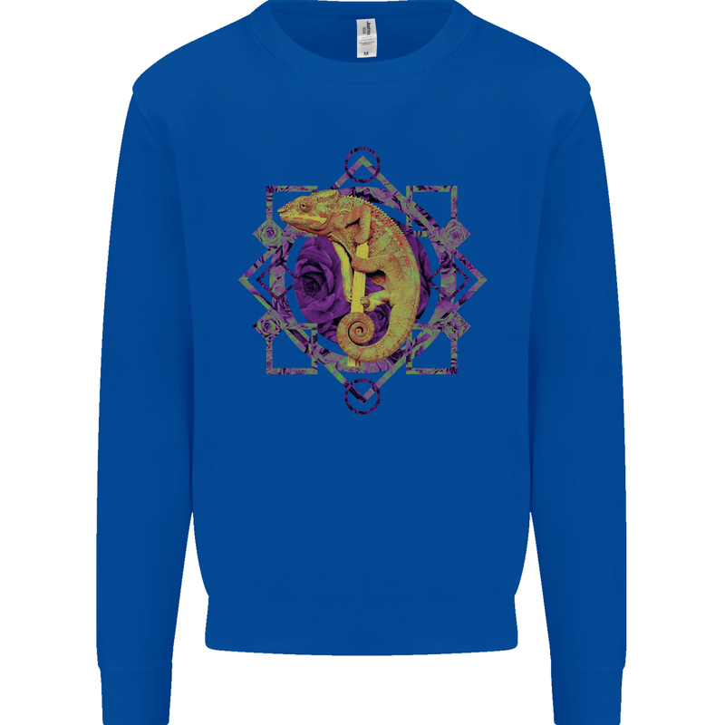 A Geometric Chameleon Mens Sweatshirt Jumper Royal Blue