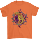 A Geometric Chameleon Mens T-Shirt 100% Cotton Orange