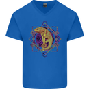 A Geometric Chameleon Mens V-Neck Cotton T-Shirt Royal Blue