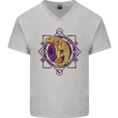 A Geometric Chameleon Mens V-Neck Cotton T-Shirt Sports Grey