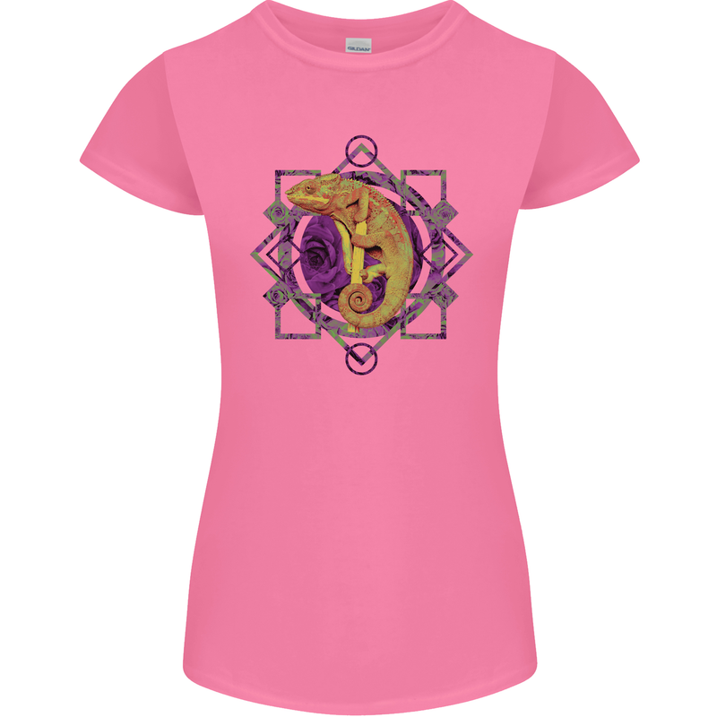 A Geometric Chameleon Womens Petite Cut T-Shirt Azalea