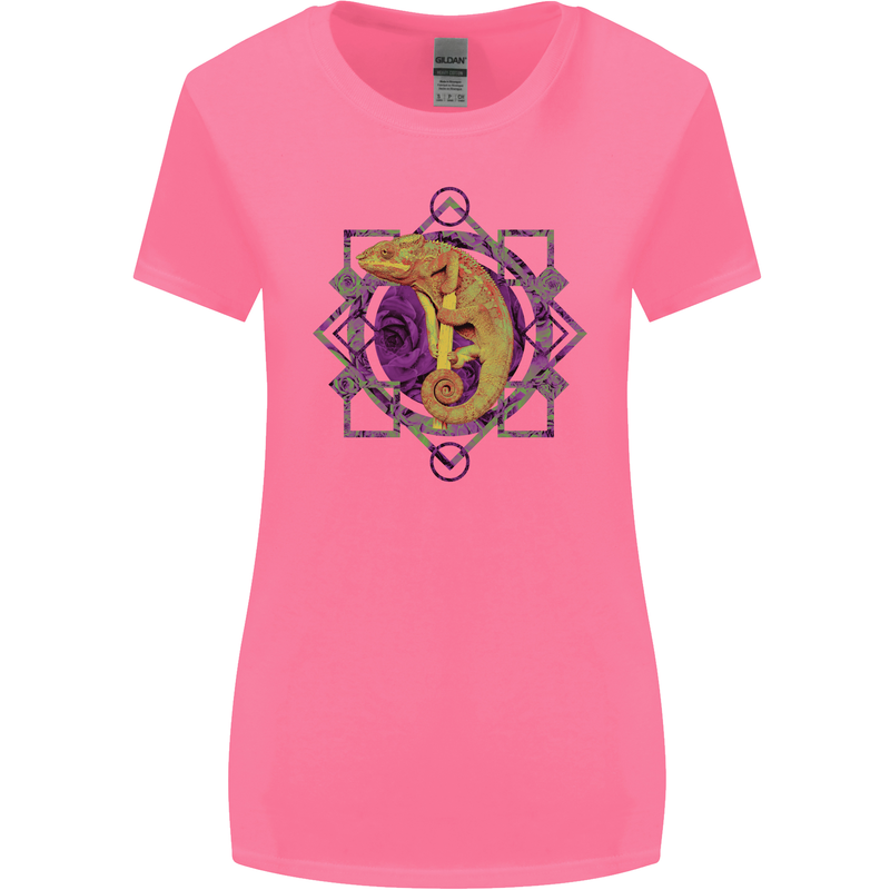 A Geometric Chameleon Womens Wider Cut T-Shirt Azalea