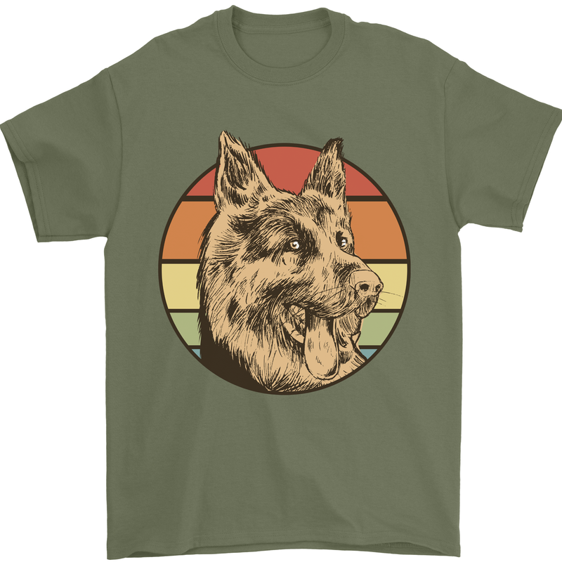A German Shepherd Dad Mens T-Shirt 100% Cotton Military Green