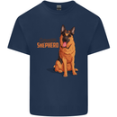 A German Shepherd Dog Illustration Kids T-Shirt Childrens Navy Blue