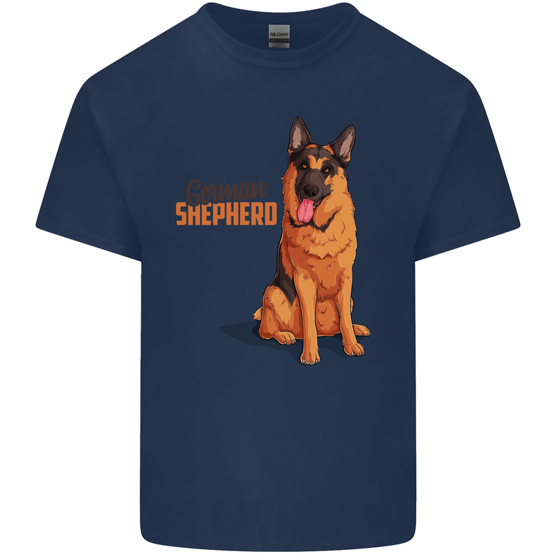 A German Shepherd Dog Illustration Kids T-Shirt Childrens Navy Blue