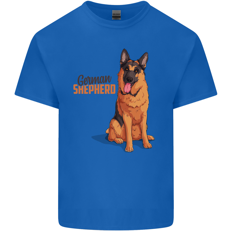 A German Shepherd Dog Illustration Kids T-Shirt Childrens Royal Blue