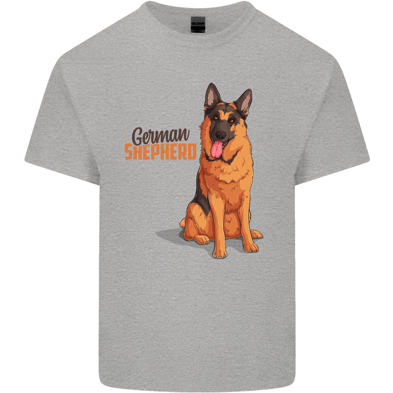 A German Shepherd Dog Illustration Kids T-Shirt Childrens Sports Grey