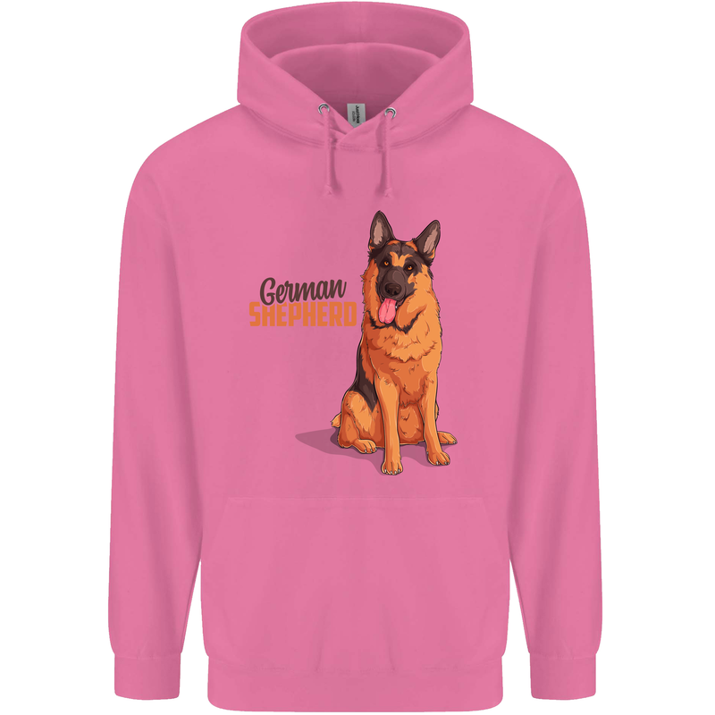 A German Shepherd Dog Illustration Mens 80% Cotton Hoodie Azelea