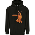 A German Shepherd Dog Illustration Mens 80% Cotton Hoodie Black