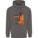 A German Shepherd Dog Illustration Mens 80% Cotton Hoodie Charcoal
