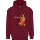 A German Shepherd Dog Illustration Mens 80% Cotton Hoodie Maroon