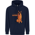 A German Shepherd Dog Illustration Mens 80% Cotton Hoodie Navy Blue