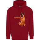 A German Shepherd Dog Illustration Mens 80% Cotton Hoodie Red