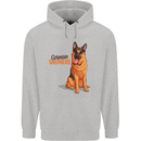A German Shepherd Dog Illustration Mens 80% Cotton Hoodie Sports Grey