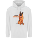 A German Shepherd Dog Illustration Mens 80% Cotton Hoodie White