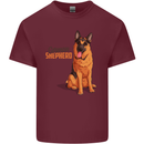 A German Shepherd Dog Illustration Mens Cotton T-Shirt Tee Top Maroon