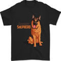 A German Shepherd Dog Illustration Mens T-Shirt 100% Cotton Black