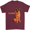 A German Shepherd Dog Illustration Mens T-Shirt 100% Cotton Maroon