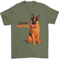 A German Shepherd Dog Illustration Mens T-Shirt 100% Cotton Military Green