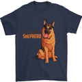 A German Shepherd Dog Illustration Mens T-Shirt 100% Cotton Navy Blue