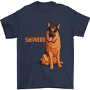 A German Shepherd Dog Illustration Mens T-Shirt 100% Cotton Navy Blue