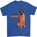 A German Shepherd Dog Illustration Mens T-Shirt 100% Cotton Royal Blue