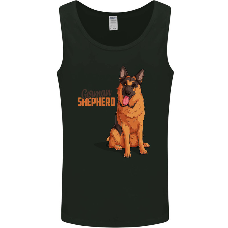 A German Shepherd Dog Illustration Mens Vest Tank Top Black