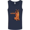 A German Shepherd Dog Illustration Mens Vest Tank Top Navy Blue