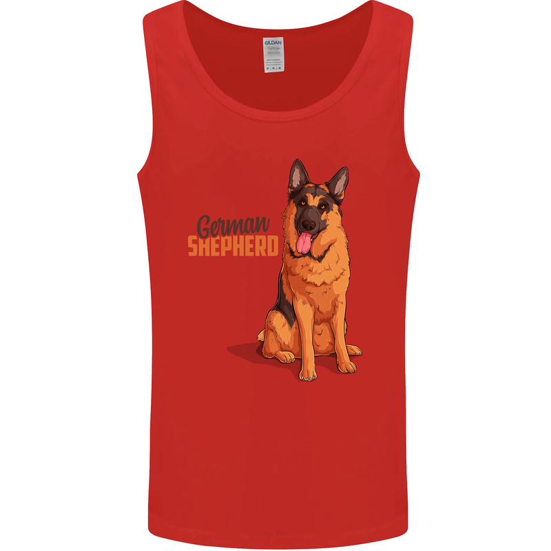 A German Shepherd Dog Illustration Mens Vest Tank Top Red
