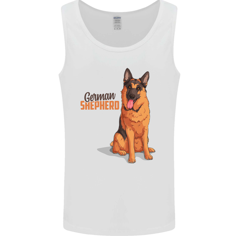 A German Shepherd Dog Illustration Mens Vest Tank Top White