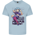 A Girl Who Loves Anime and K-Pop Mens Cotton T-Shirt Tee Top Light Blue