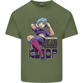 A Girl Who Loves Anime and K-Pop Mens Cotton T-Shirt Tee Top Military Green