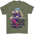 A Girl Who Loves Anime and K-Pop Mens T-Shirt 100% Cotton Military Green