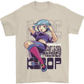 A Girl Who Loves Anime and K-Pop Mens T-Shirt 100% Cotton Sand