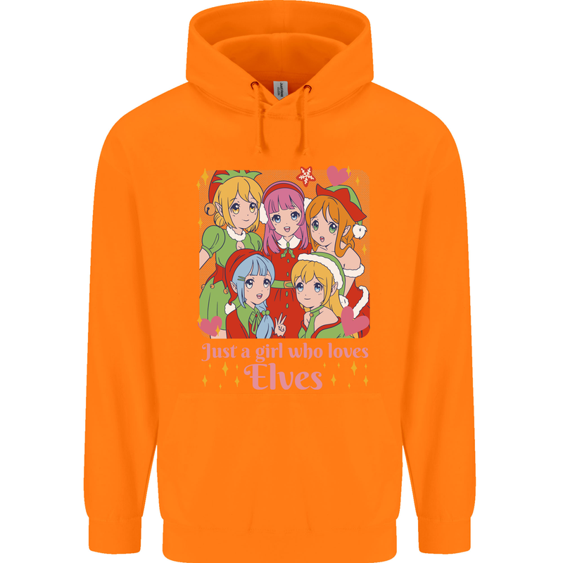 A Girl Who Loves Elves Christmas Anime Xmas Childrens Kids Hoodie Orange