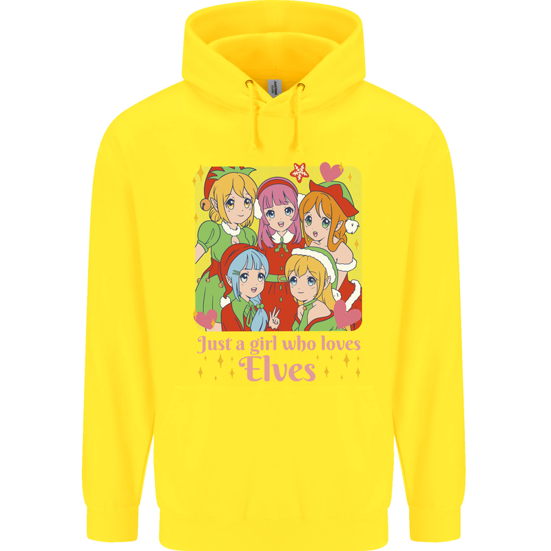 A Girl Who Loves Elves Christmas Anime Xmas Childrens Kids Hoodie Yellow