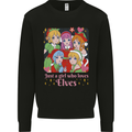A Girl Who Loves Elves Christmas Anime Xmas Kids Sweatshirt Jumper Black
