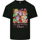 A Girl Who Loves Elves Christmas Anime Xmas Kids T-Shirt Childrens Black