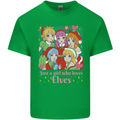 A Girl Who Loves Elves Christmas Anime Xmas Kids T-Shirt Childrens Irish Green