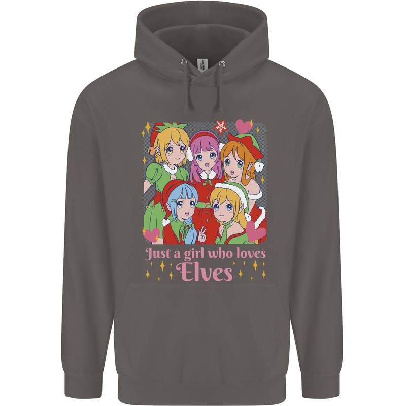 A Girl Who Loves Elves Christmas Anime Xmas Mens 80% Cotton Hoodie Charcoal