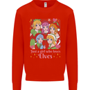A Girl Who Loves Elves Christmas Anime Xmas Mens Sweatshirt Jumper Bright Red