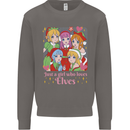 A Girl Who Loves Elves Christmas Anime Xmas Mens Sweatshirt Jumper Charcoal