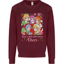A Girl Who Loves Elves Christmas Anime Xmas Mens Sweatshirt Jumper Maroon