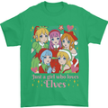 A Girl Who Loves Elves Christmas Anime Xmas Mens T-Shirt 100% Cotton Irish Green