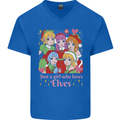 A Girl Who Loves Elves Christmas Anime Xmas Mens V-Neck Cotton T-Shirt Royal Blue