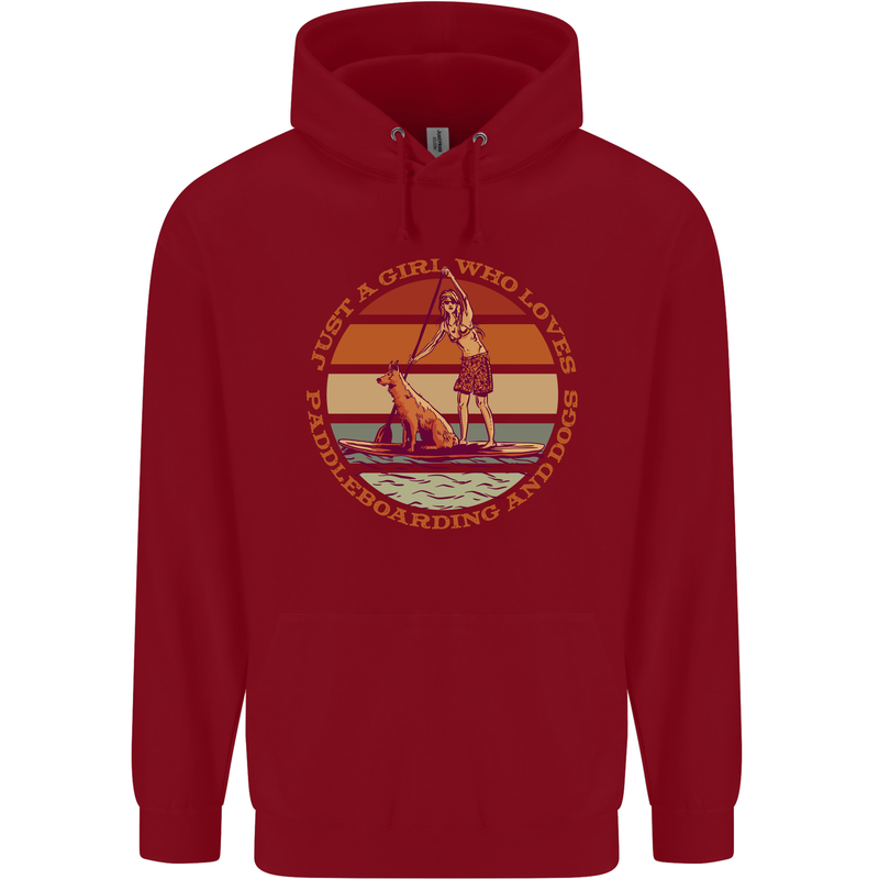 A Girl Who Loves Paddleboarding and Dogs Childrens Kids Hoodie Red