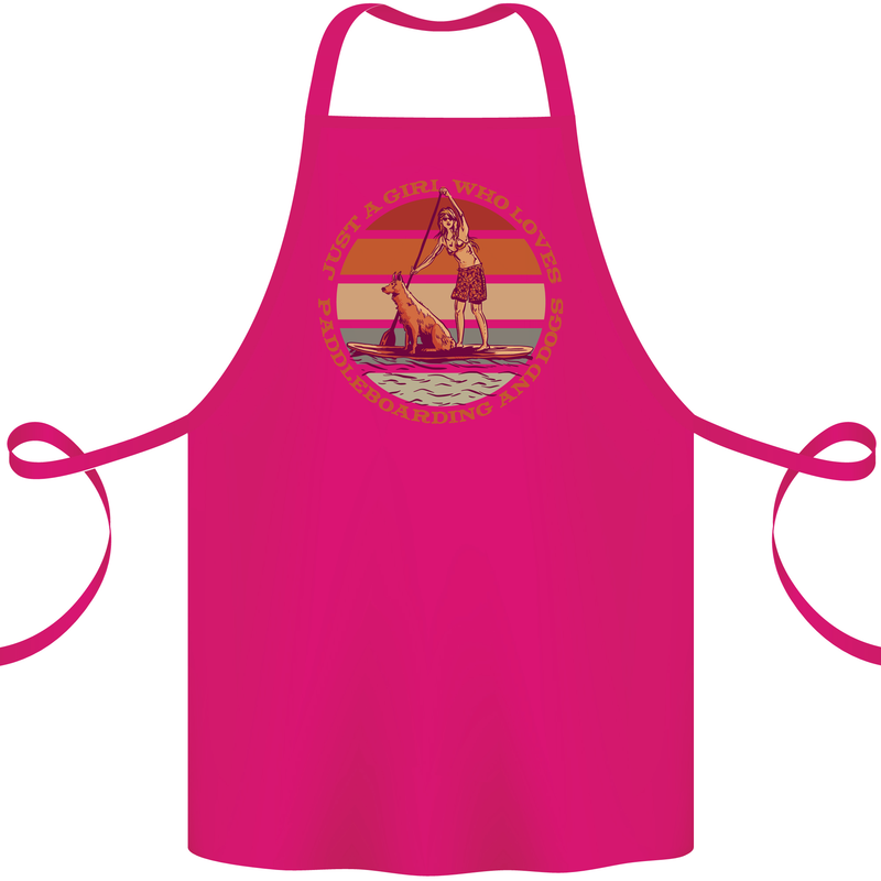 A Girl Who Loves Paddleboarding and Dogs Cotton Apron 100% Organic Pink