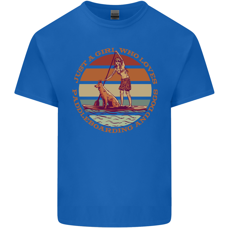 A Girl Who Loves Paddleboarding and Dogs Kids T-Shirt Childrens Royal Blue
