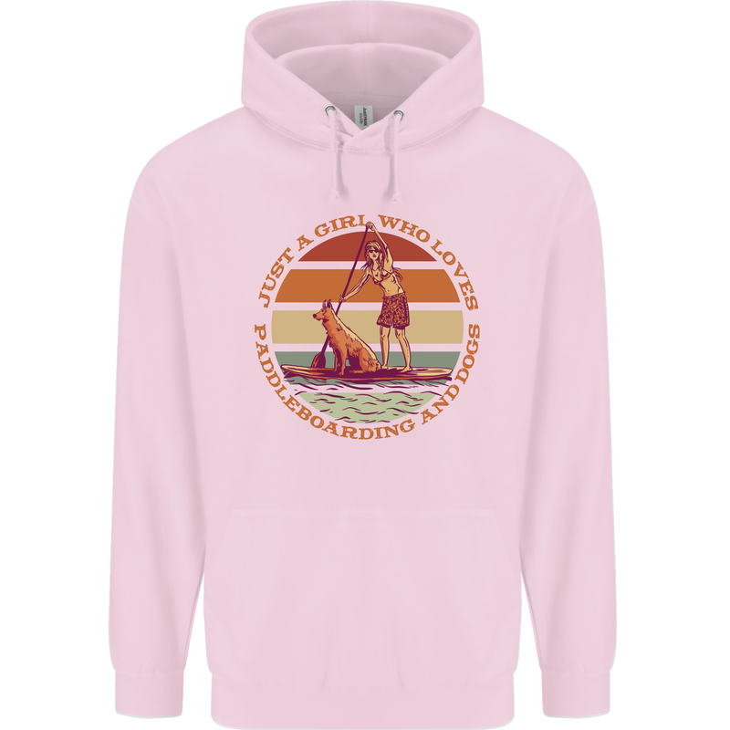 A Girl Who Loves Paddleboarding and Dogs Mens 80% Cotton Hoodie Light Pink
